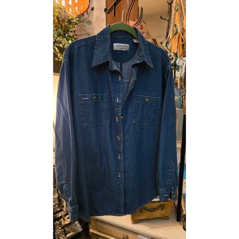 Ladies Medium Adolfo International Denim Shirt